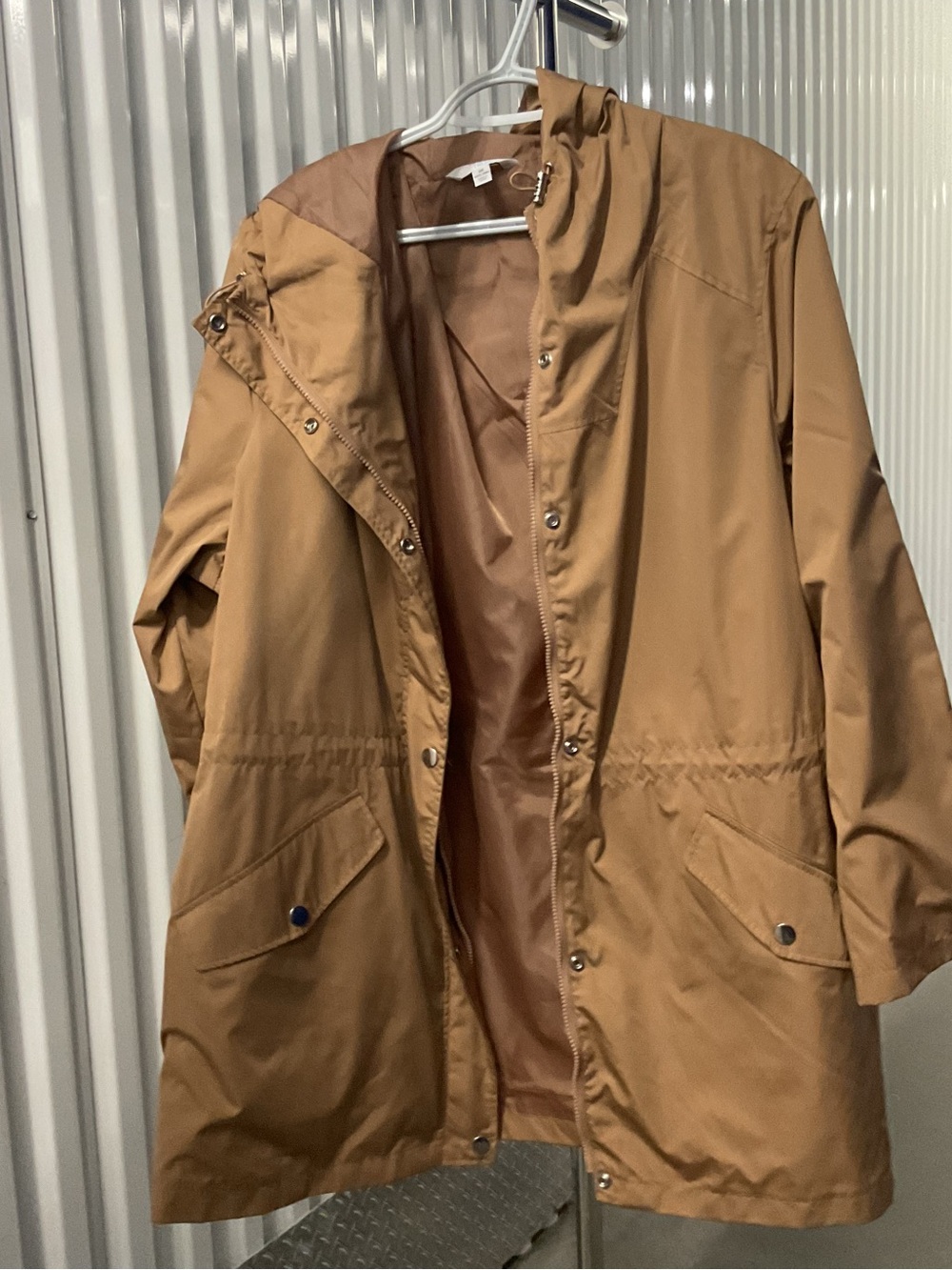 Time and Tru Women's Tan Hooded Trench Coat